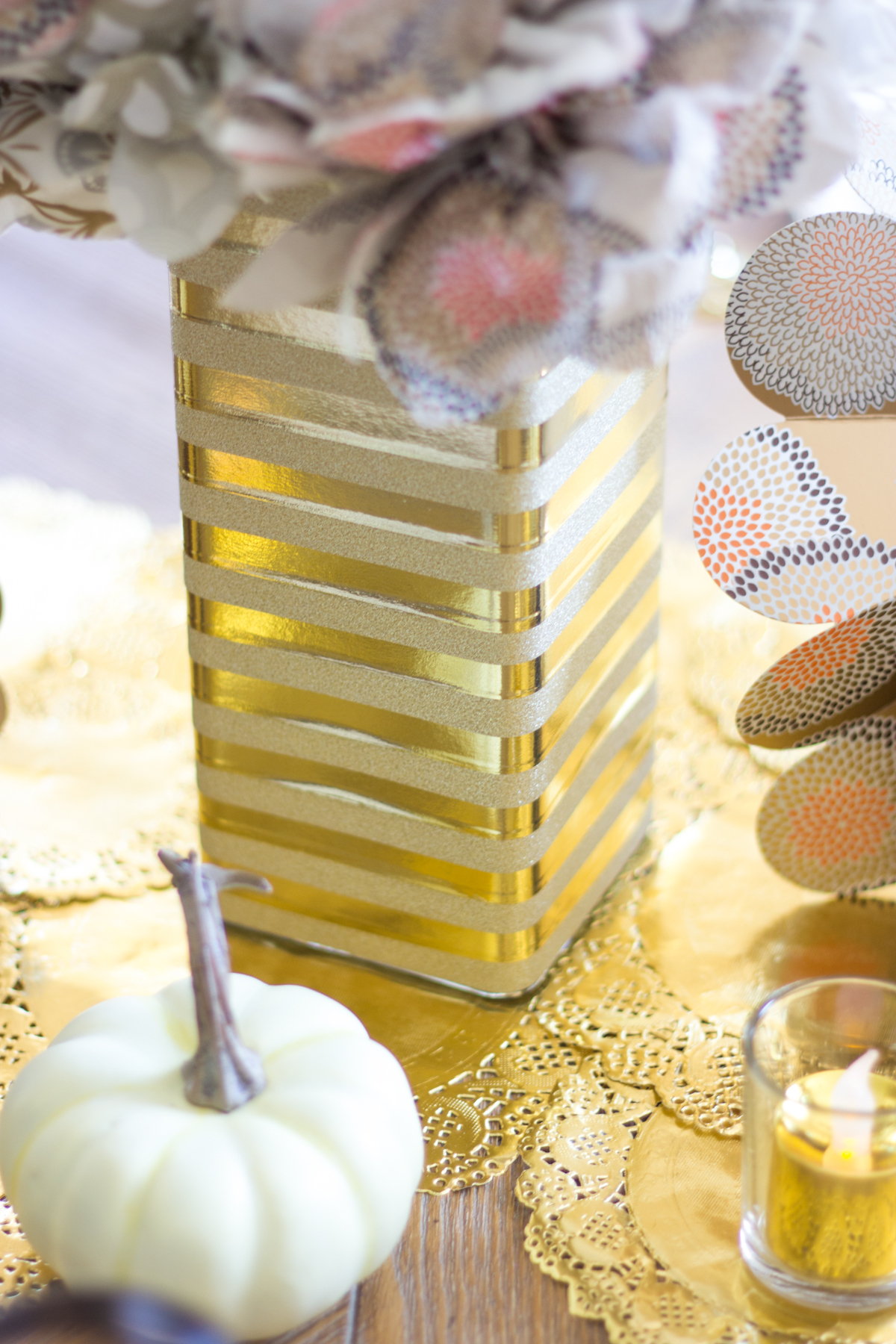 Gold washi tape decorated vase