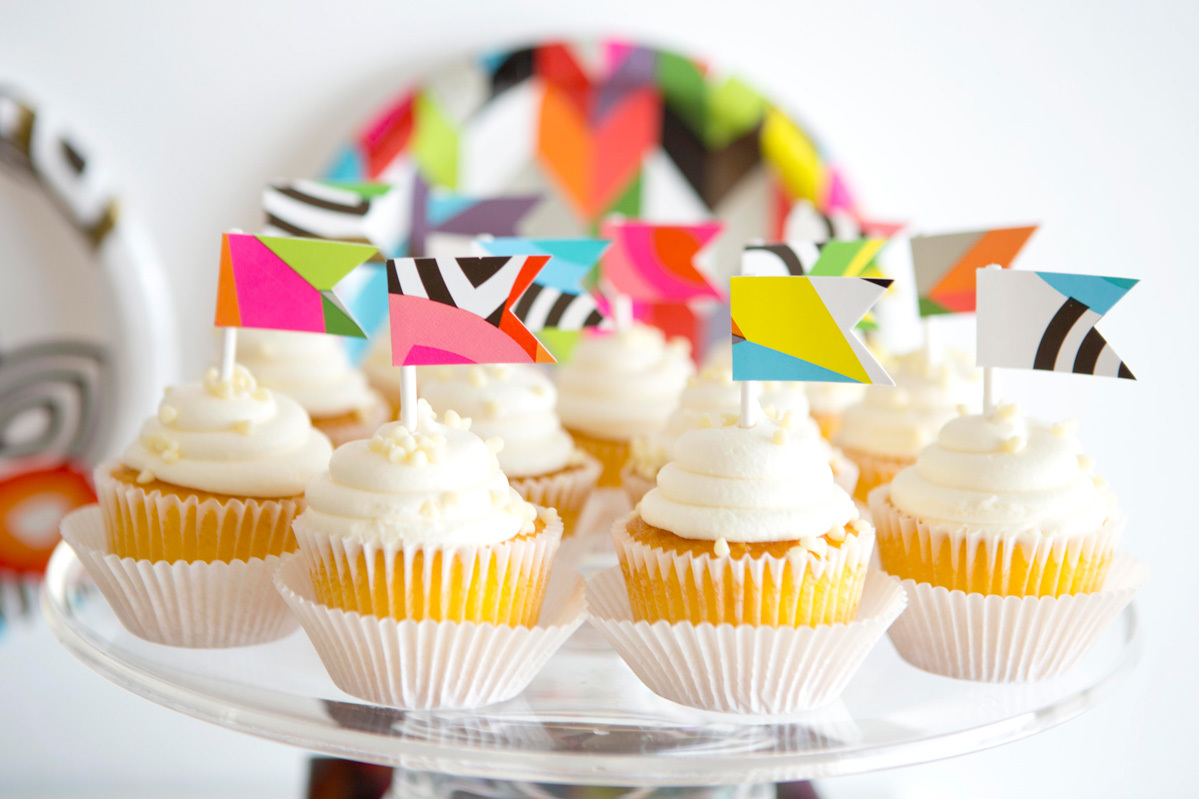 Delicious adult party ideas cupcakes with modern french bull cupcake toppers