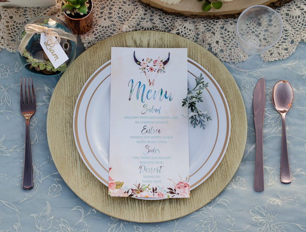 Boho Wedding Dinner Menu