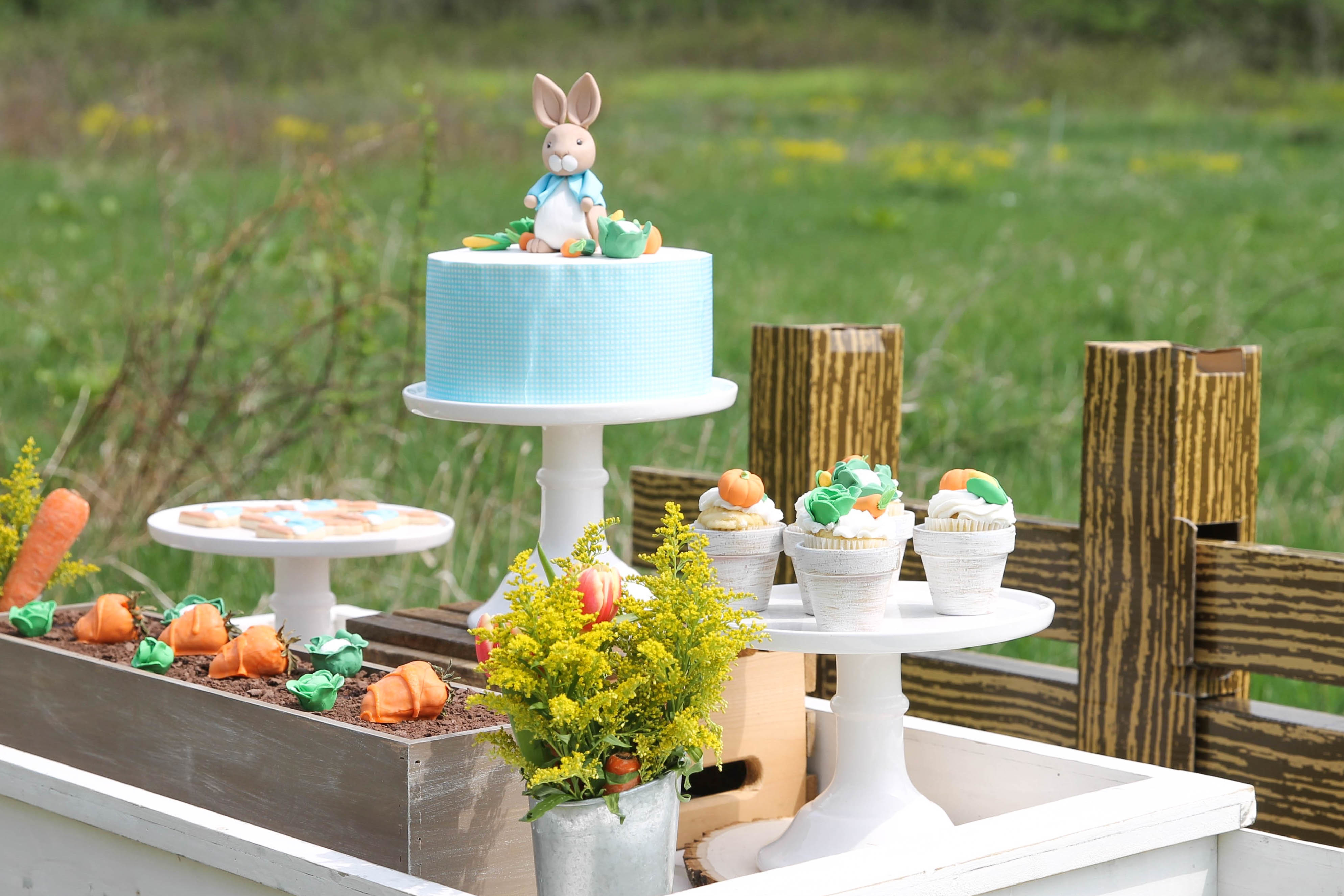 fabric Peter Rabbit baby shower decoration D152 Shabby Chic Peter Rabbit cake topper
