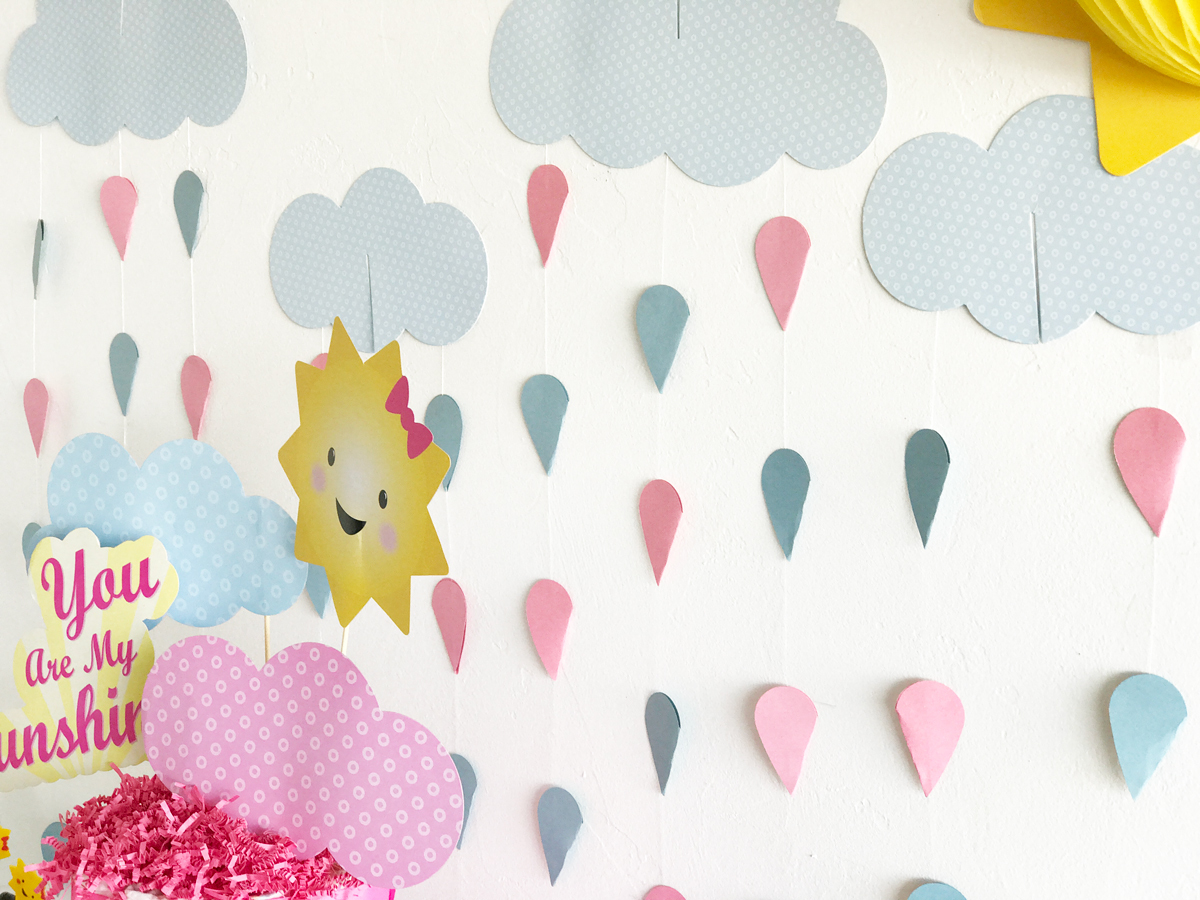 you are my sunshine baby shower backdrop with raindrops