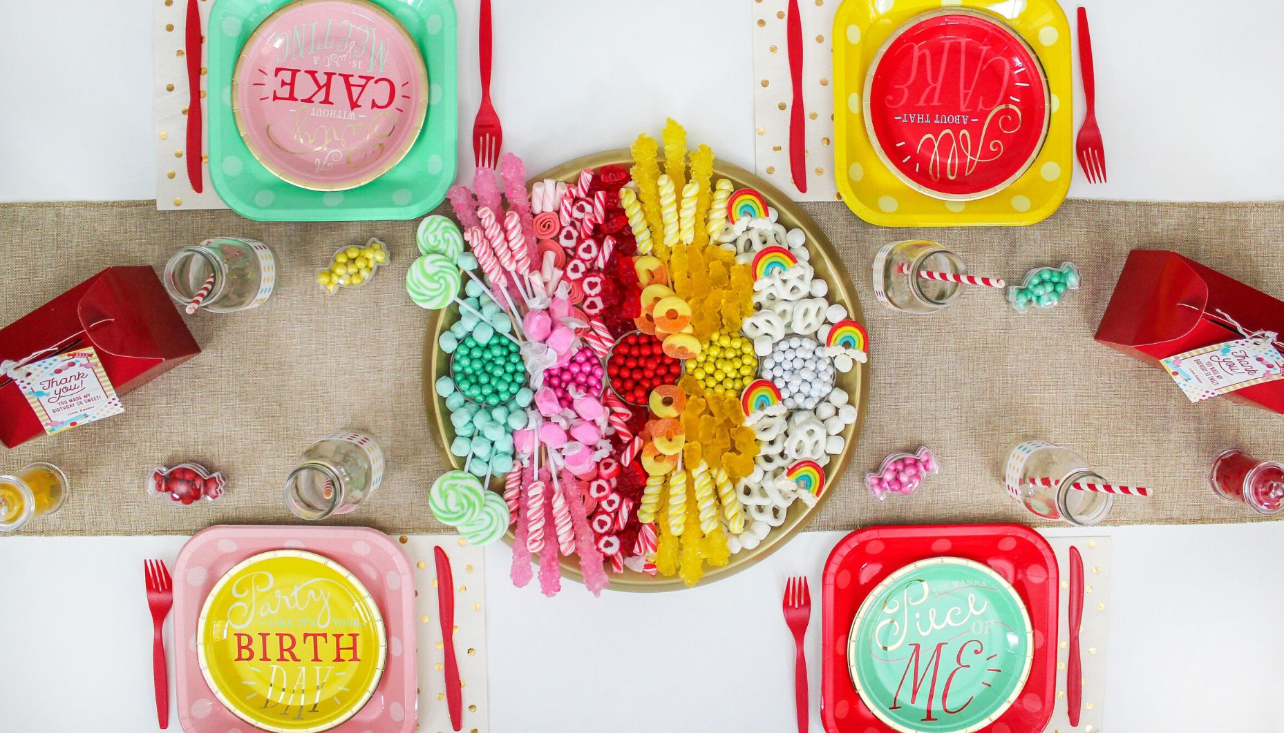 top down view of full table setting