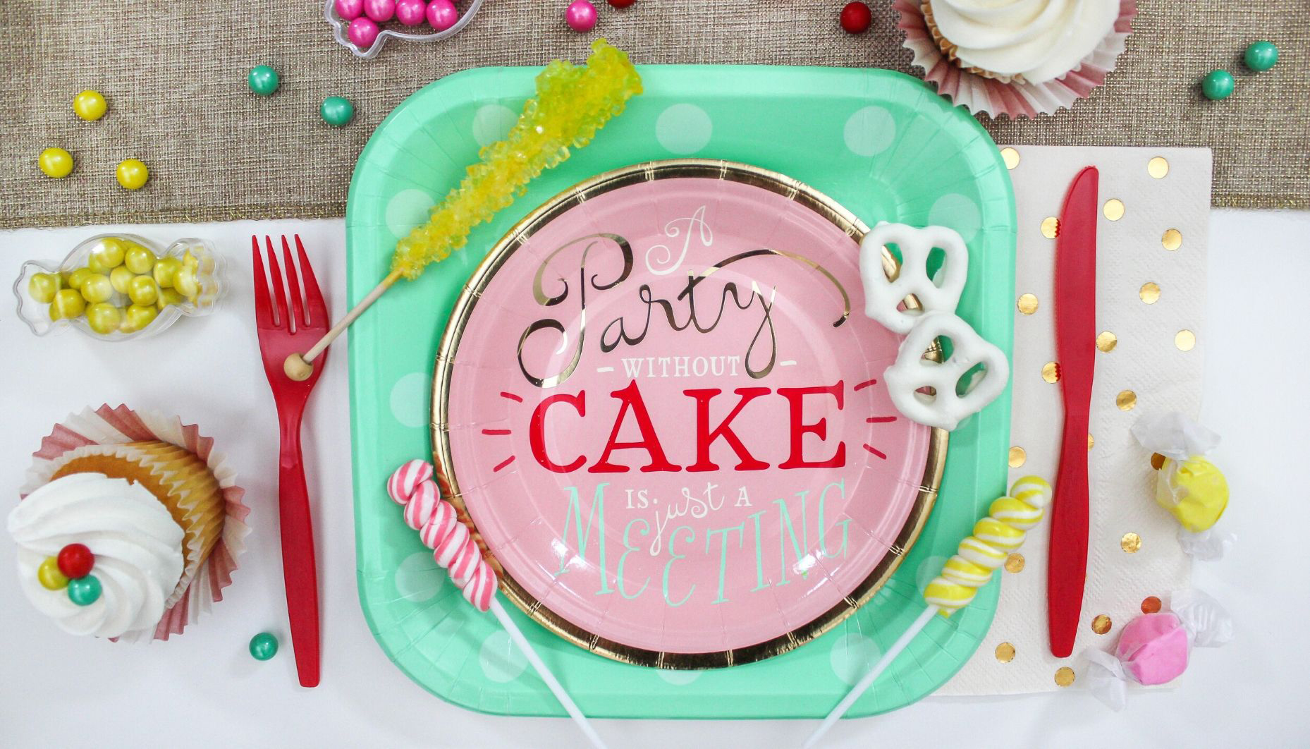 place setting with candy
