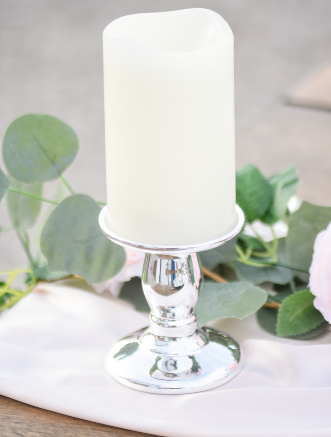 silver candlestick spring barn wedding