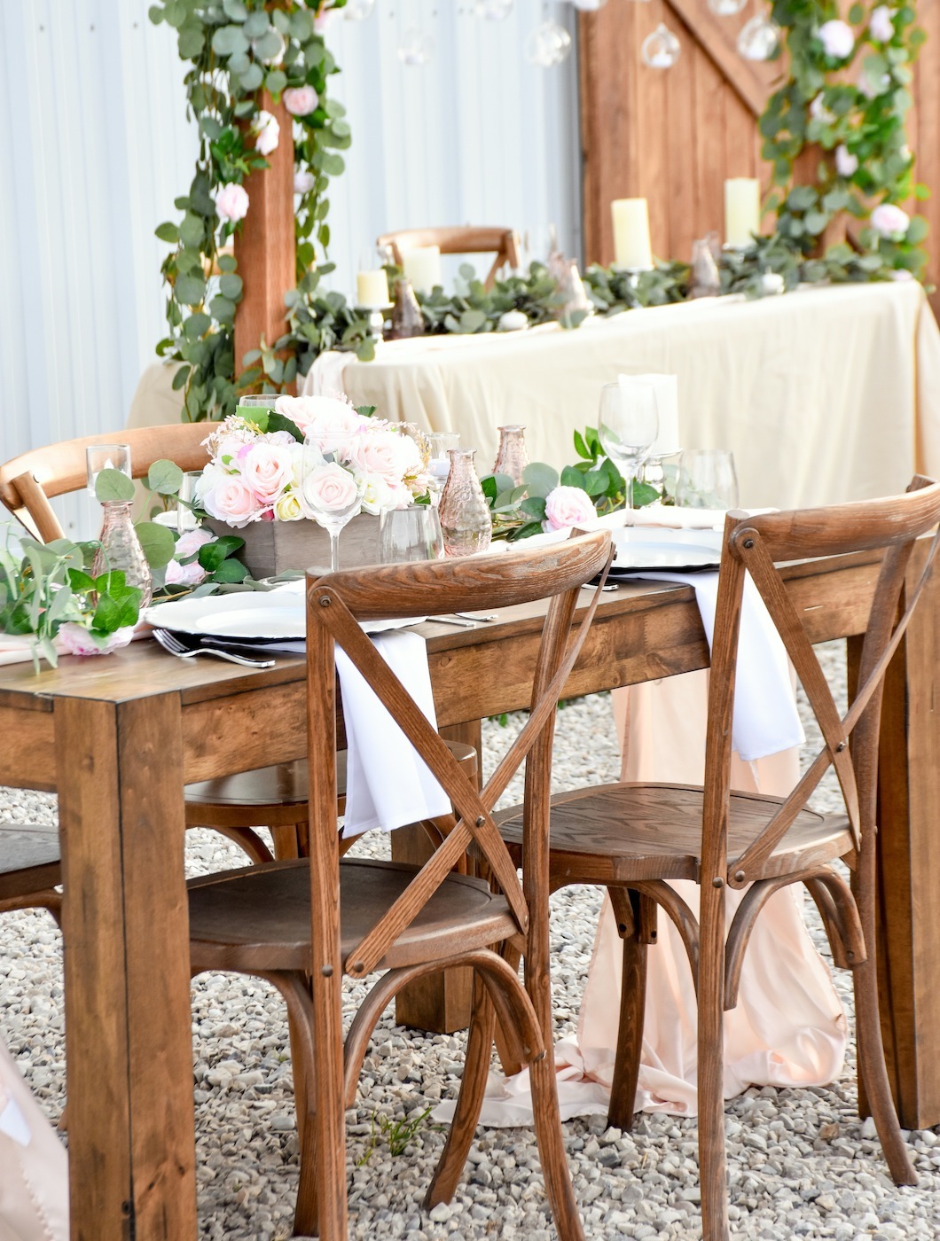 spring barn wedding tables