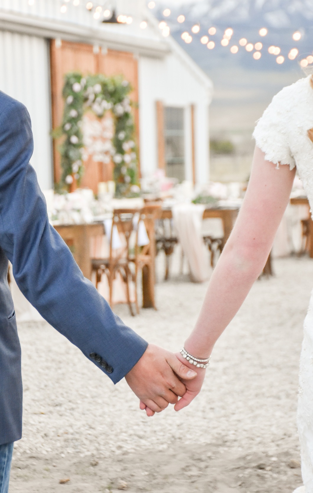 spring barn wedding couple