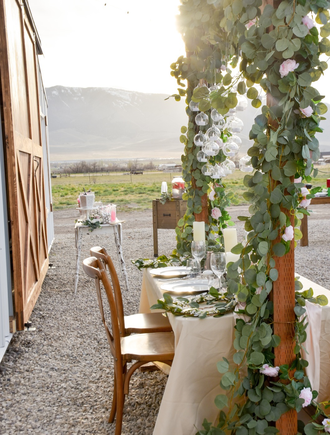sunset at spring barn wedding