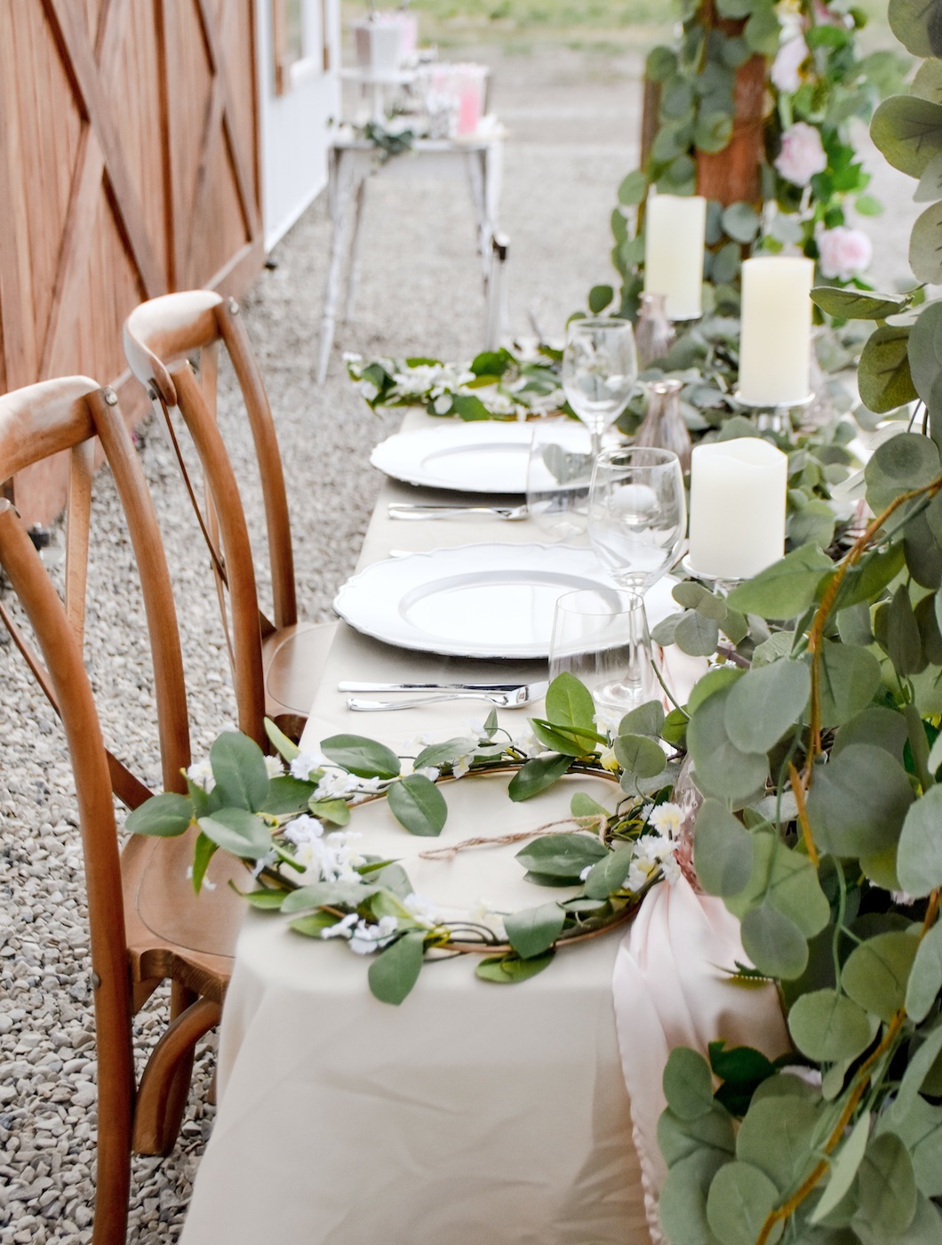 head table place settings spring barn wedding