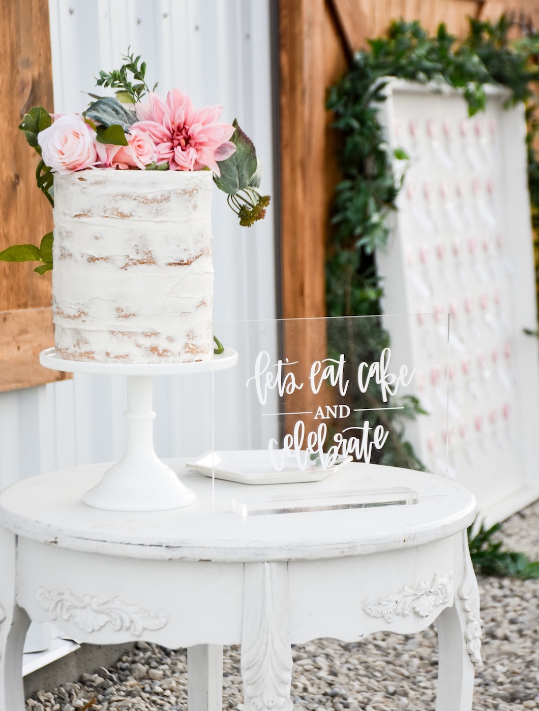 let's eat cake acrylic wedding sign
