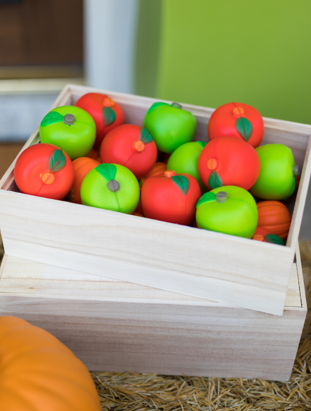Wood crate with apples