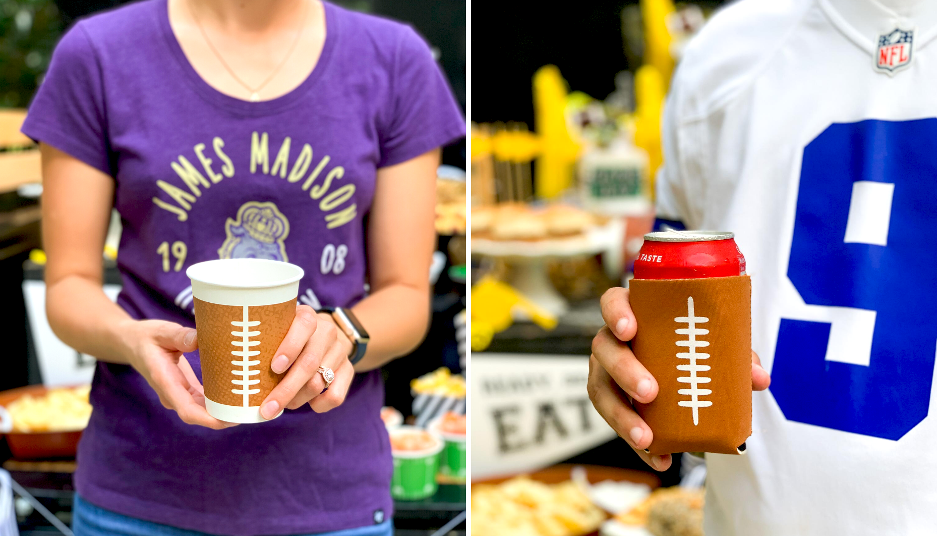 Football cups and koozies help take your game day celebration to the next level!