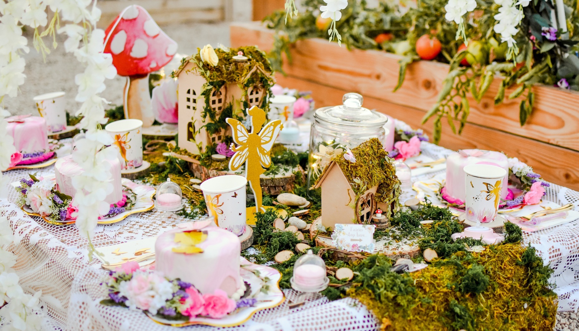 Tea Party and Cakes Fairy Garden Kit for Kids Fairy GardenTable Fairy Birthday Party Fairy Garden Kit