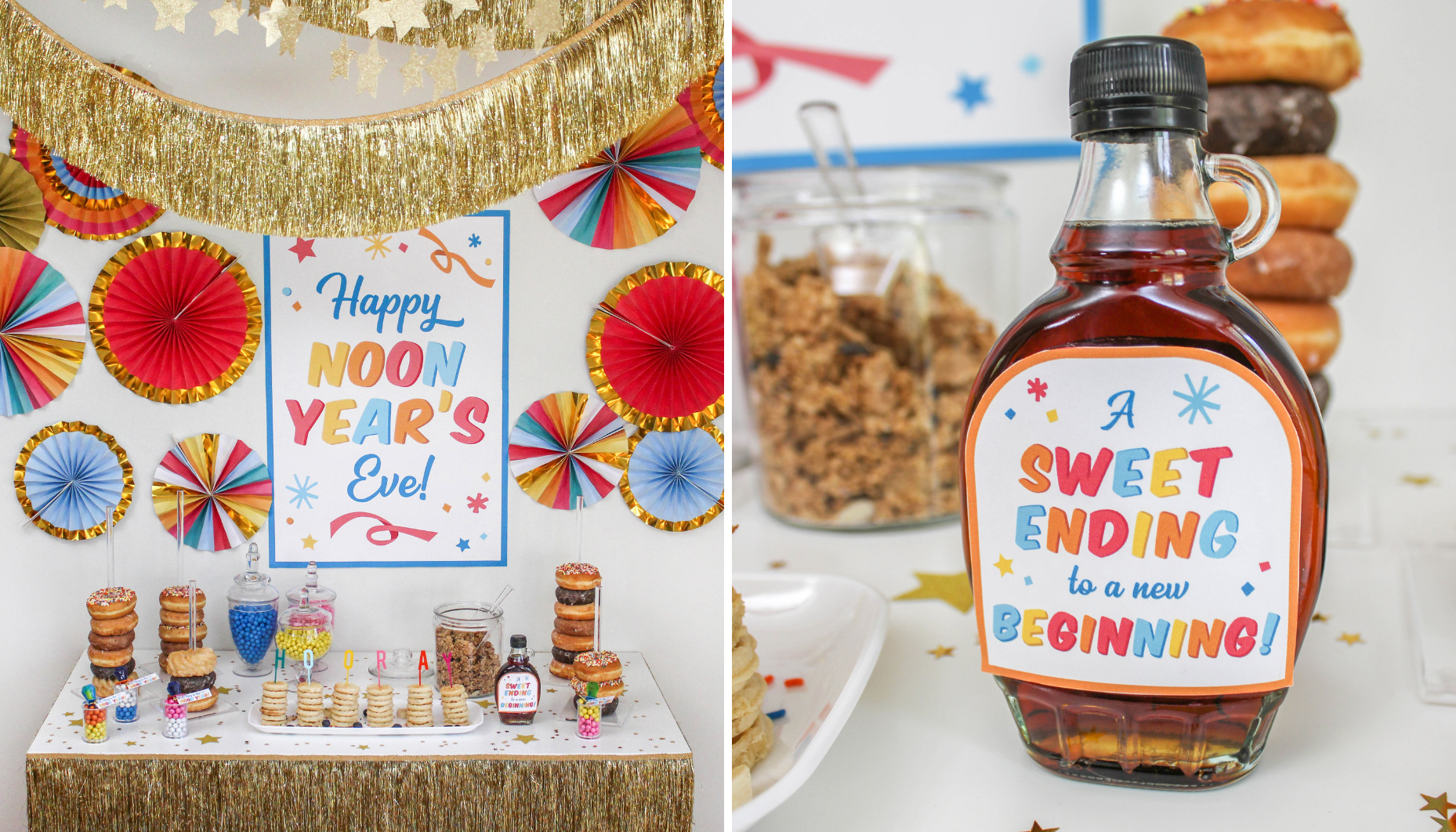 Photo of food table and bottle of maple syrup