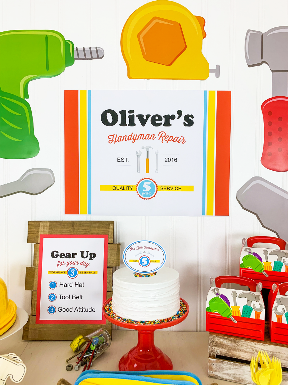 handyman construction party Your little one can build some fun birthday memories with the creative ideas in this adorable Handyman Construction Party!