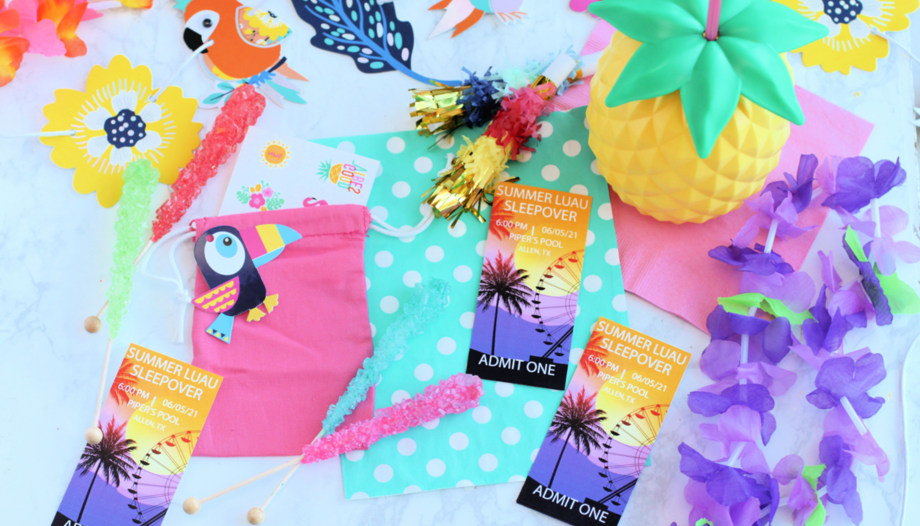 Summer Luau Sleepover Invitation