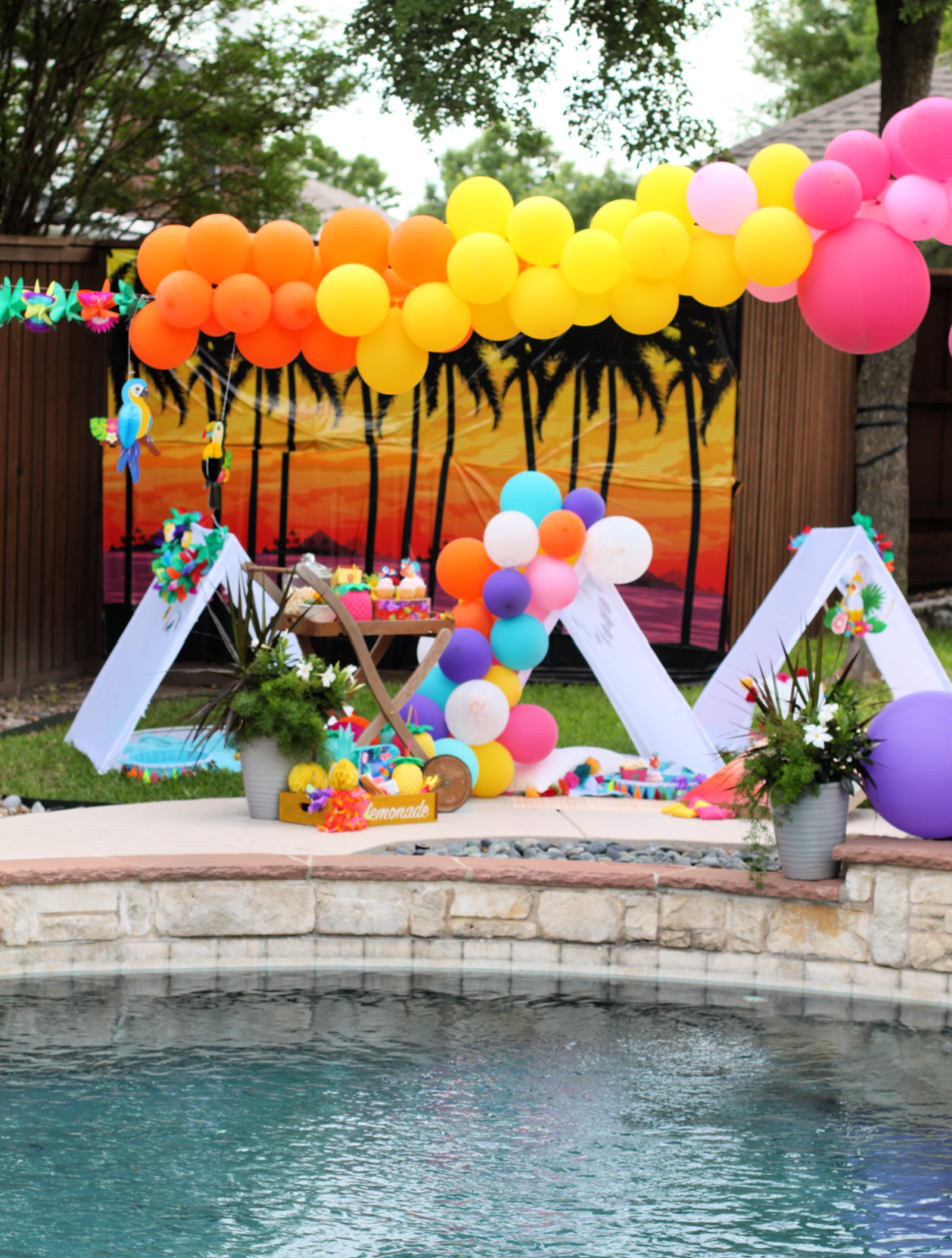 Poolside Summer Sunset Luau Sleepover