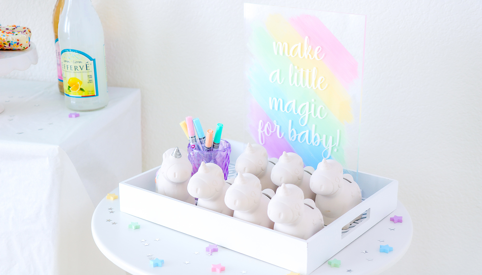 rainbow unicorn sip & see craft station