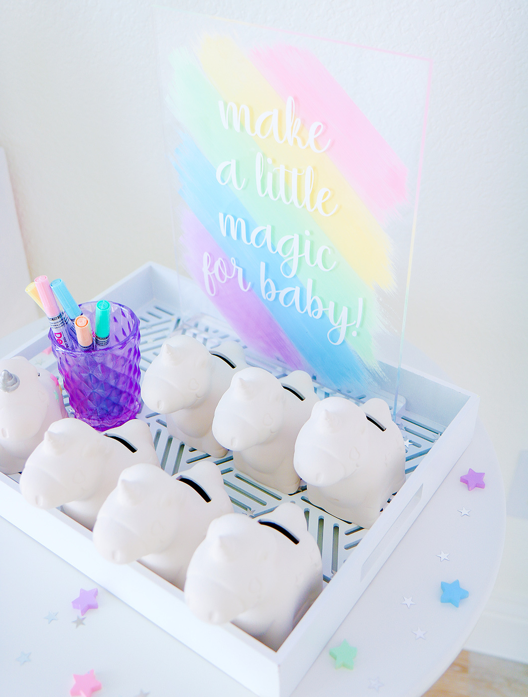 rainbow unicorn sip & see craft station