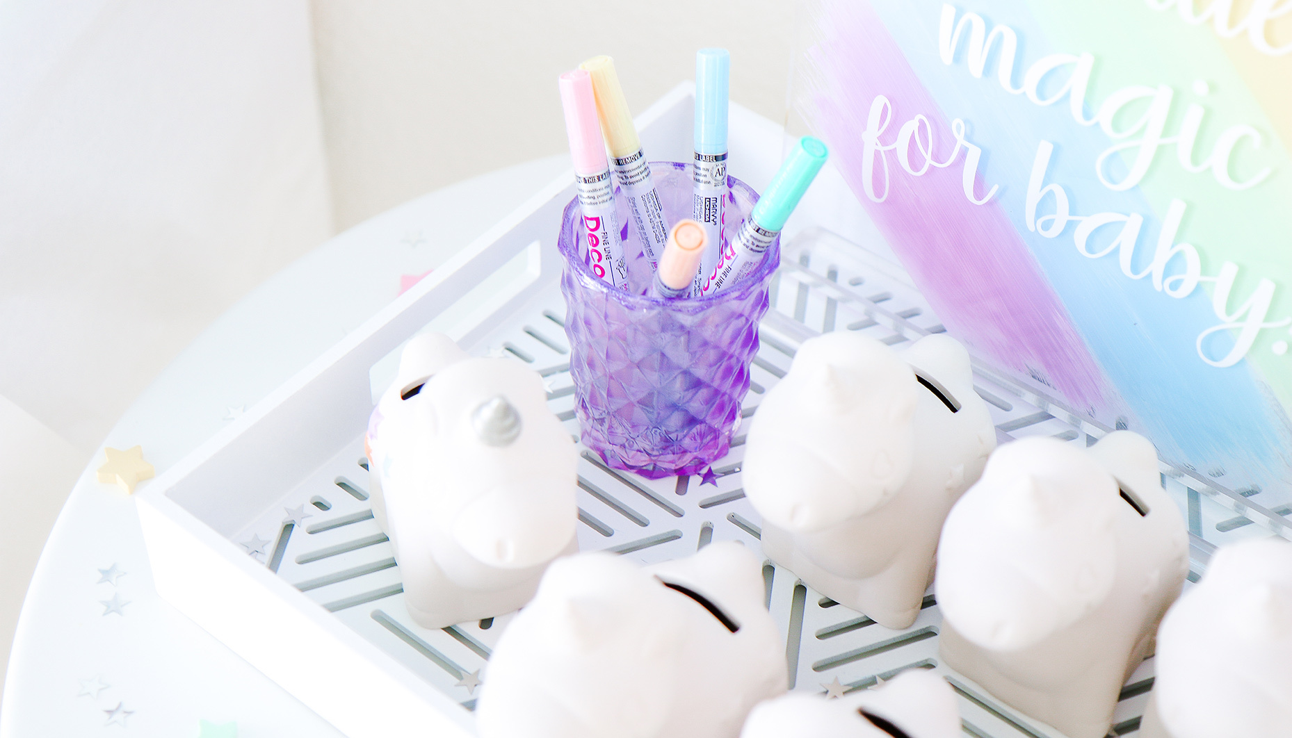rainbow unicorn sip & see craft station