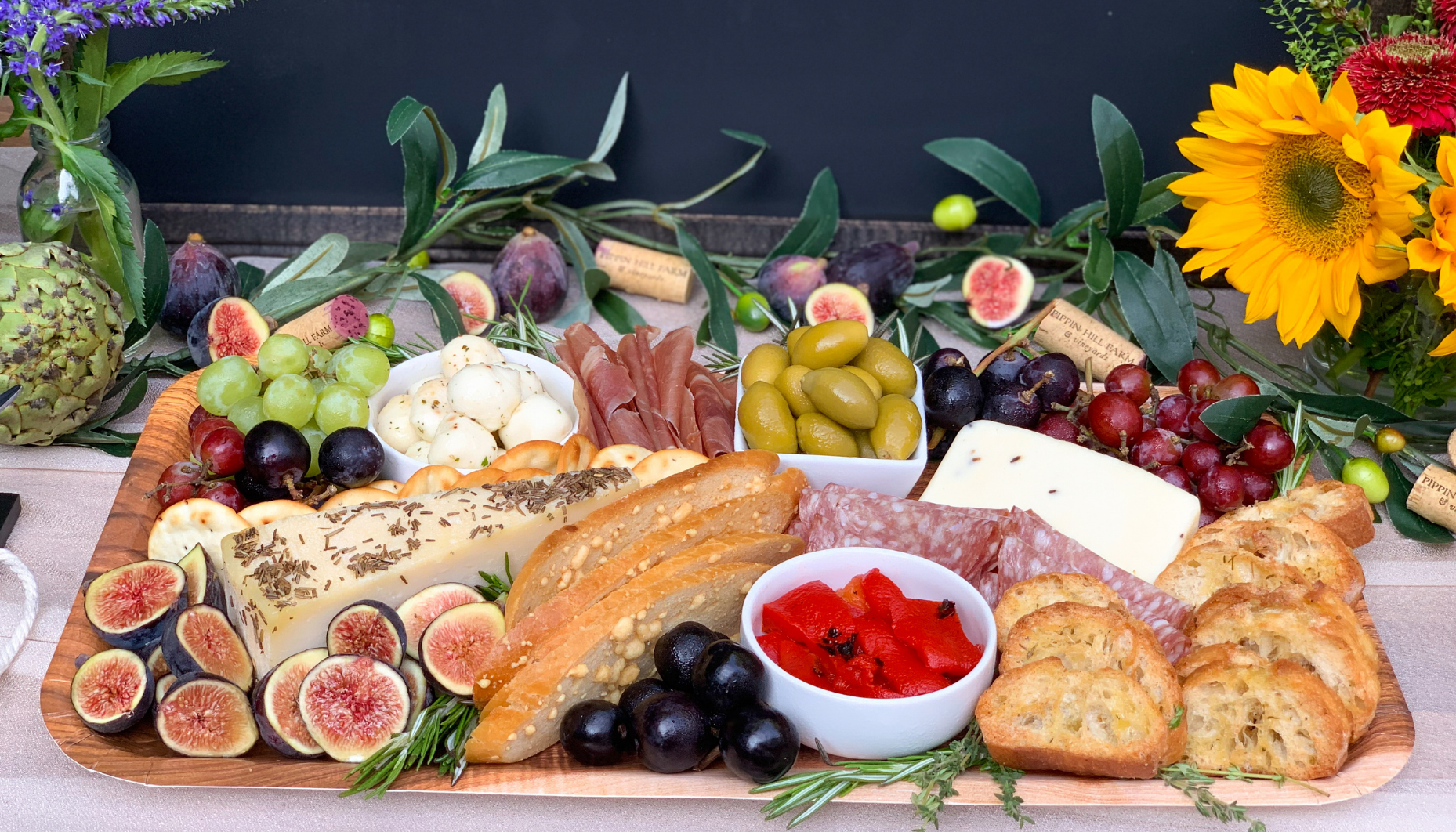 An Italian Charcuterie Board is a beautiful and easy food choice for an Italian Bridal Shower.
