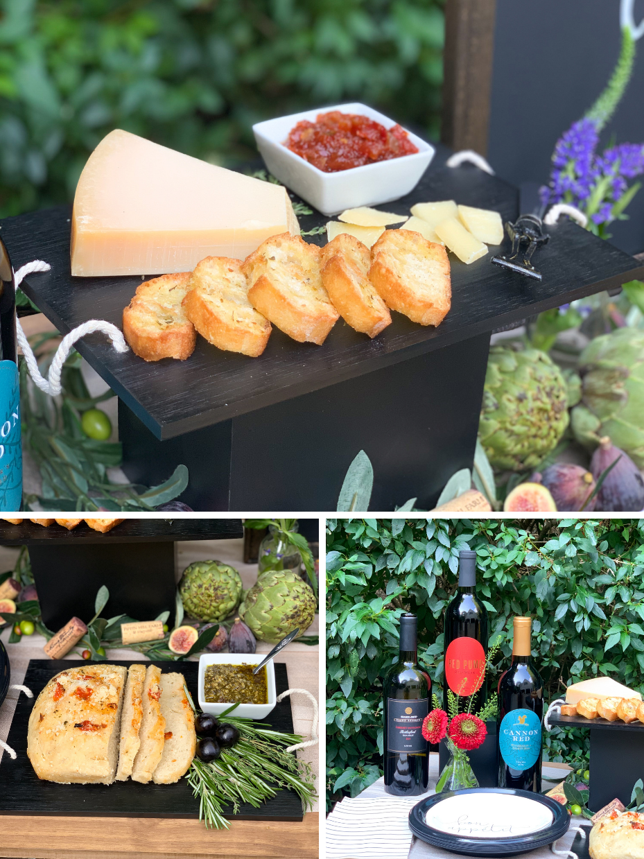 Delicious cheeses, assorted crostinis and fine wine create the perfect ambience for an Italian Bridal Shower!