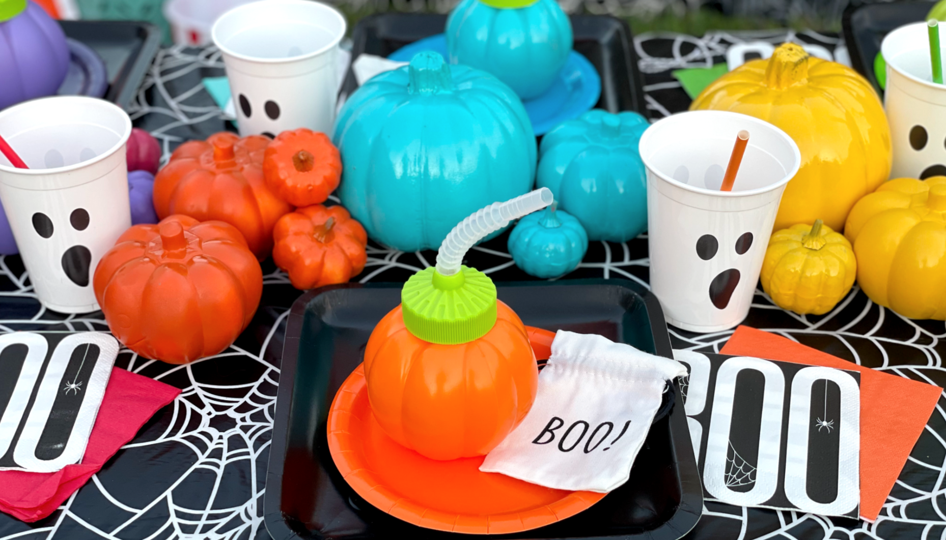 Colorful Rainbow Halloween Place Setting