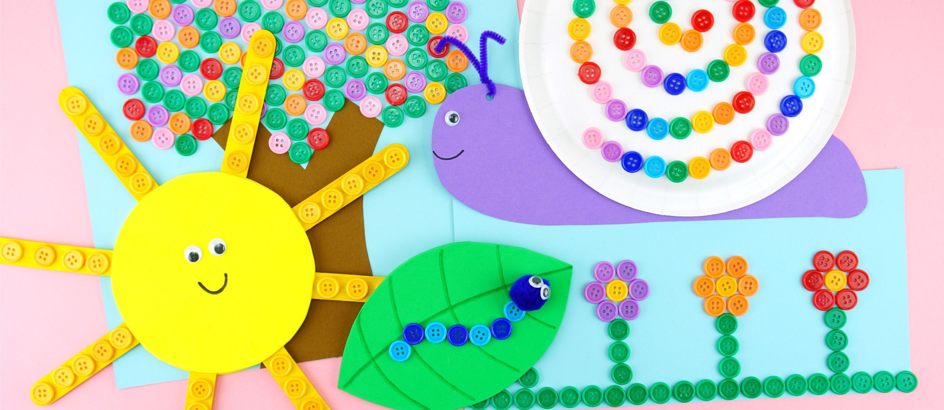 Rainbow Caterpillar Button Craft - Artsy Craftsy Mom