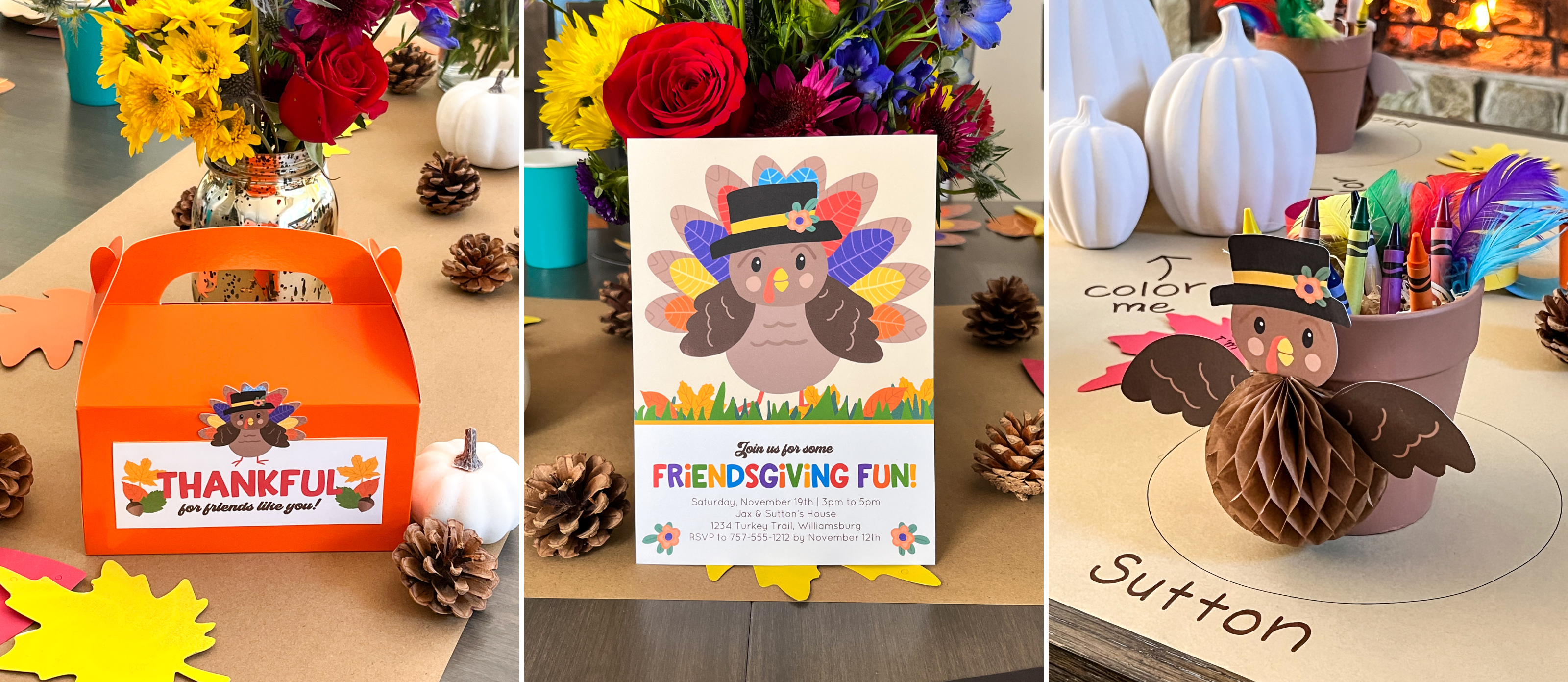 Colorful Kids' Friendsgiving Party Printables