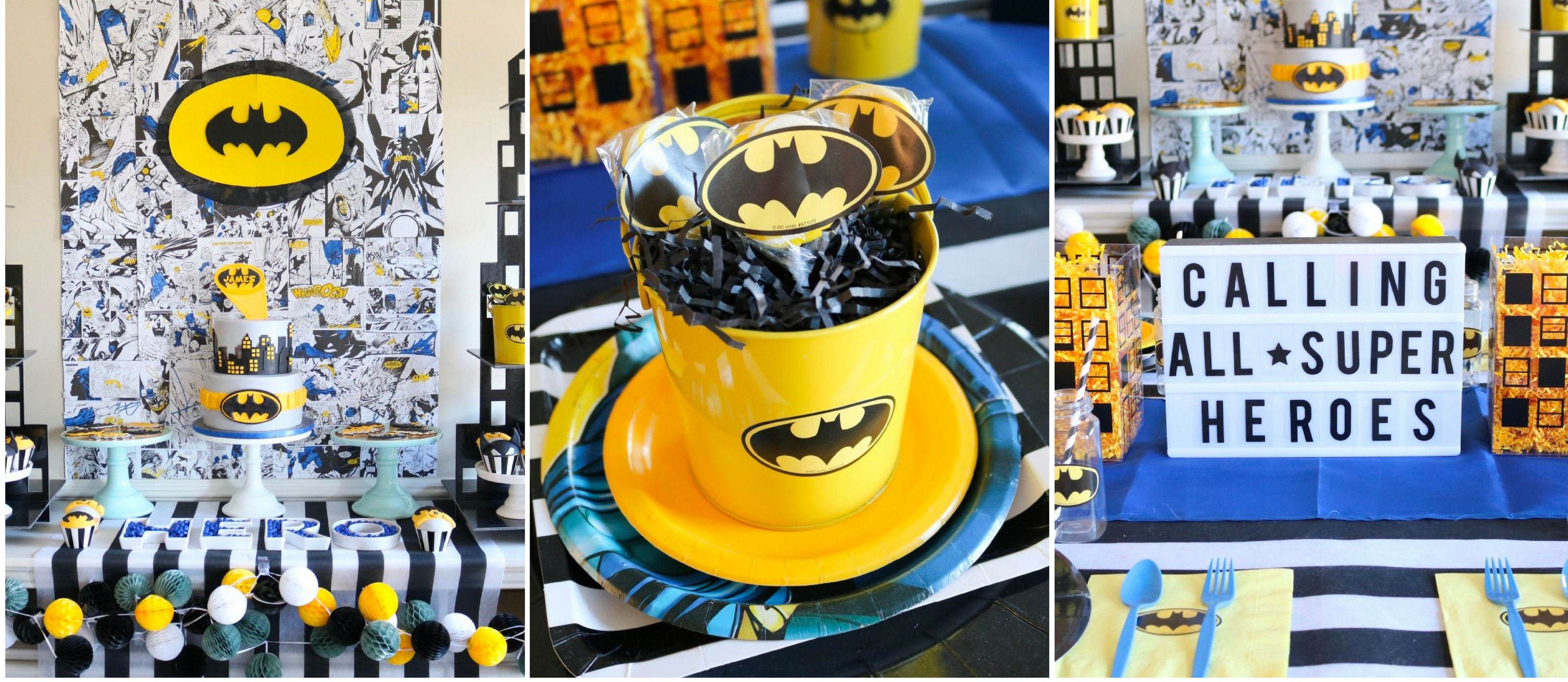 Batman Themed Birthday Party Decorations Tableware Comics Childrens  Superheroes