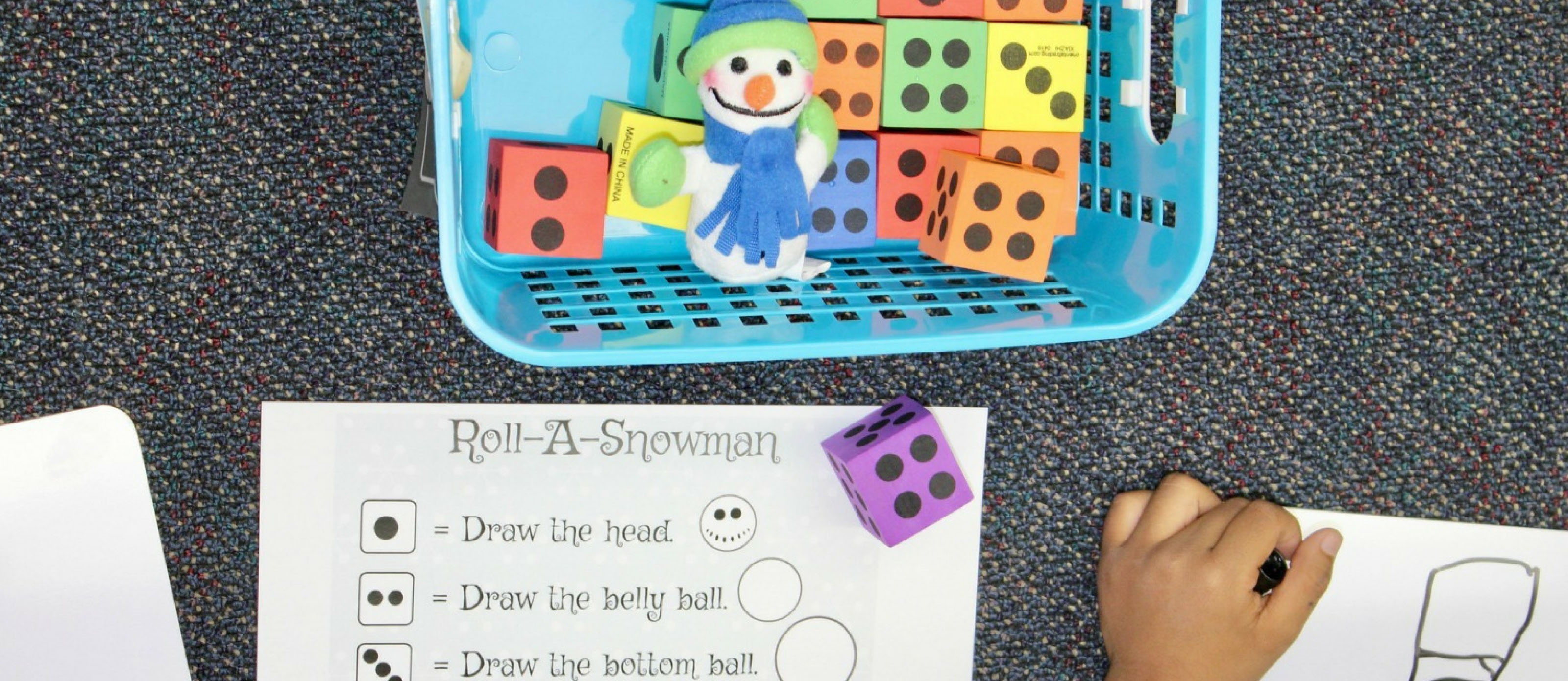 Helping Number Recognition and Independence During Math With Roll-A-Snowman
