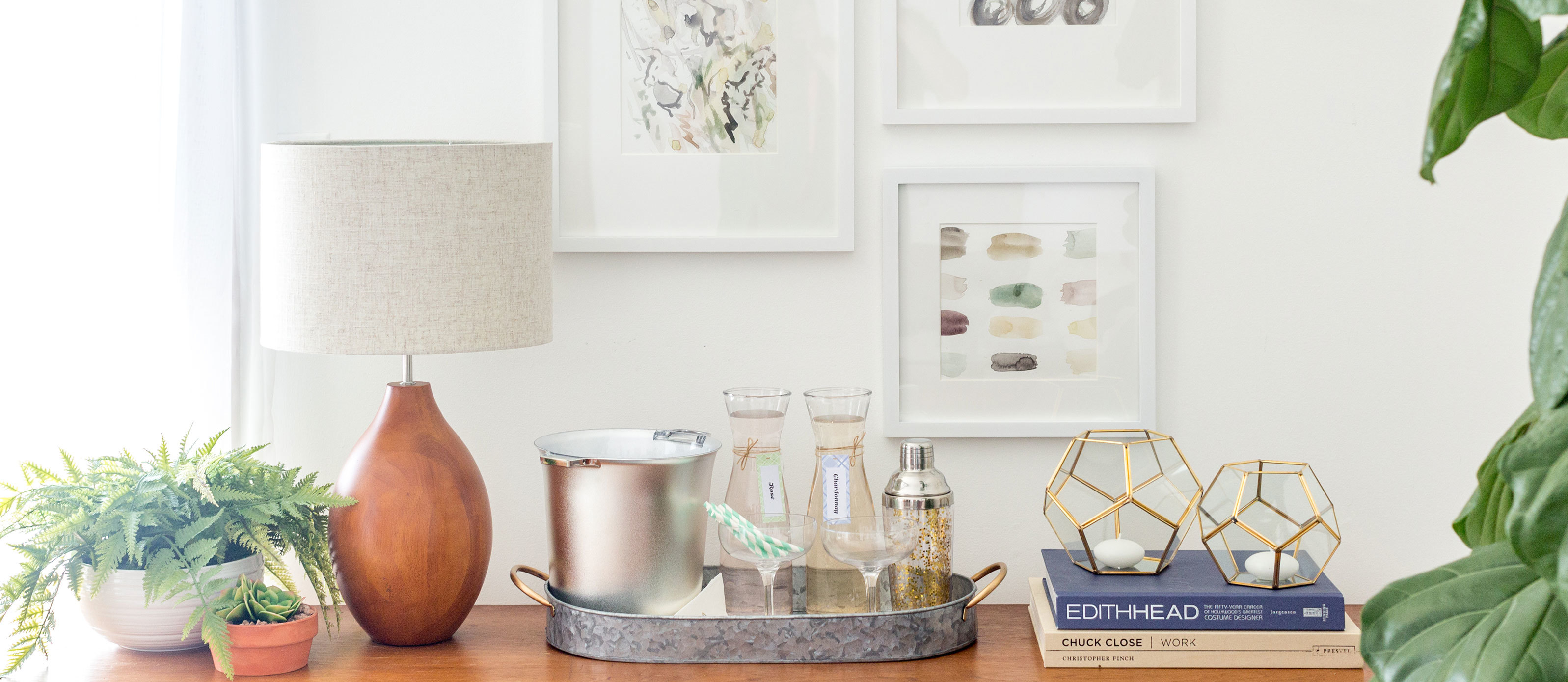 How To Create A Bar Cart Vignette Without A Cart