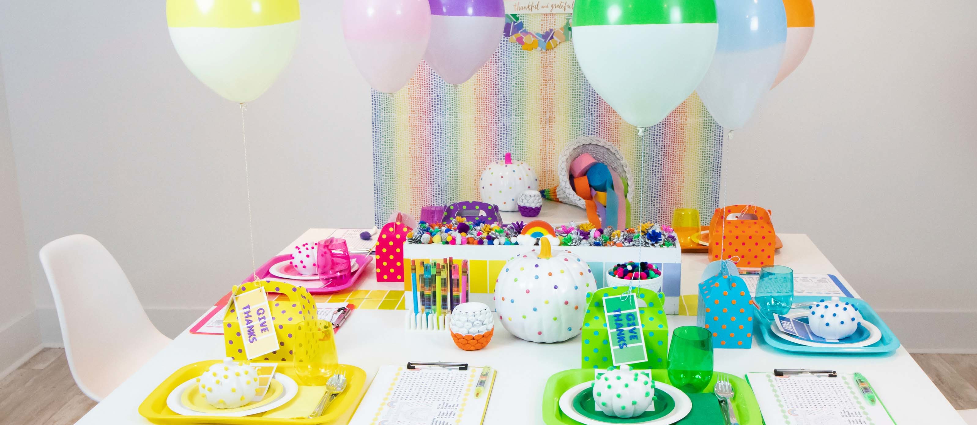 Kids Rainbow Thanksgiving Table