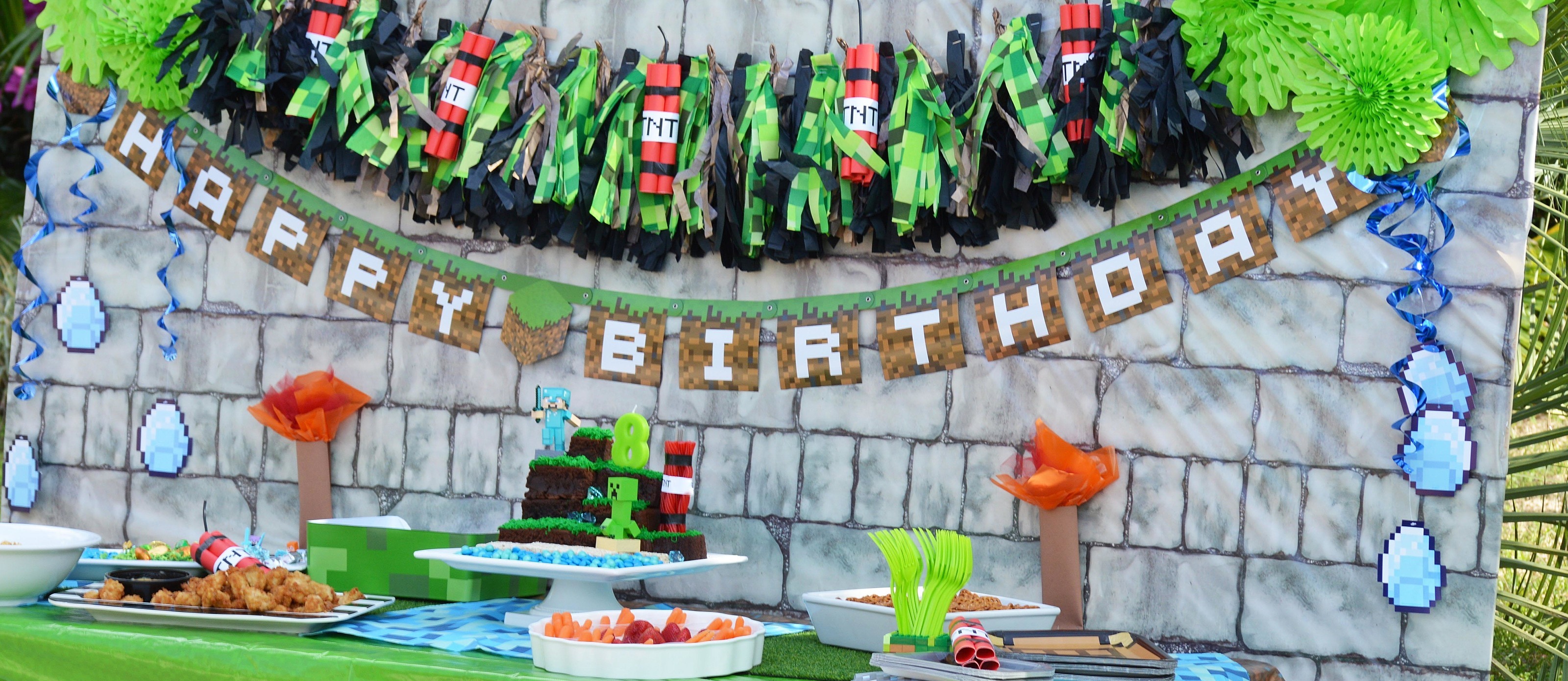 Children's birthday party in minecraft style