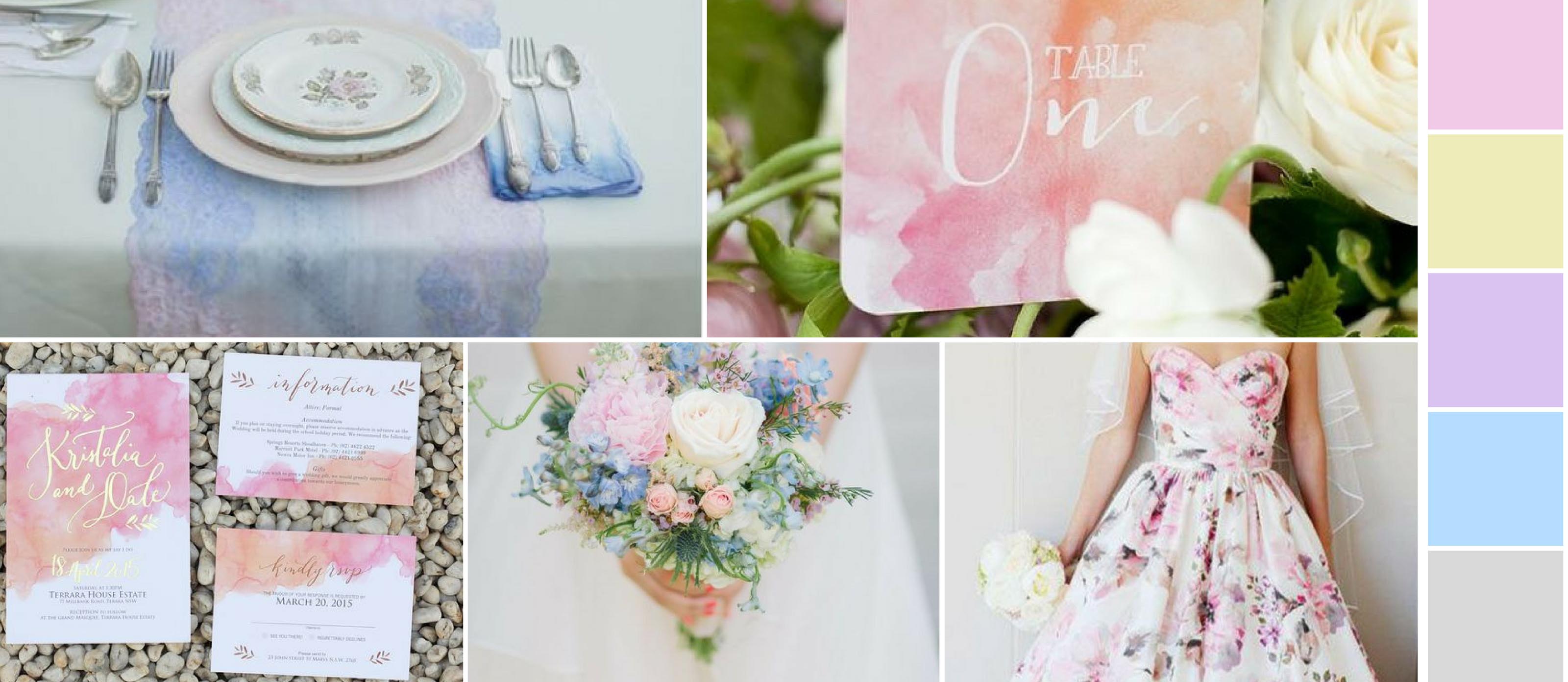 Spring Watercolor Wedding Inspiration Board