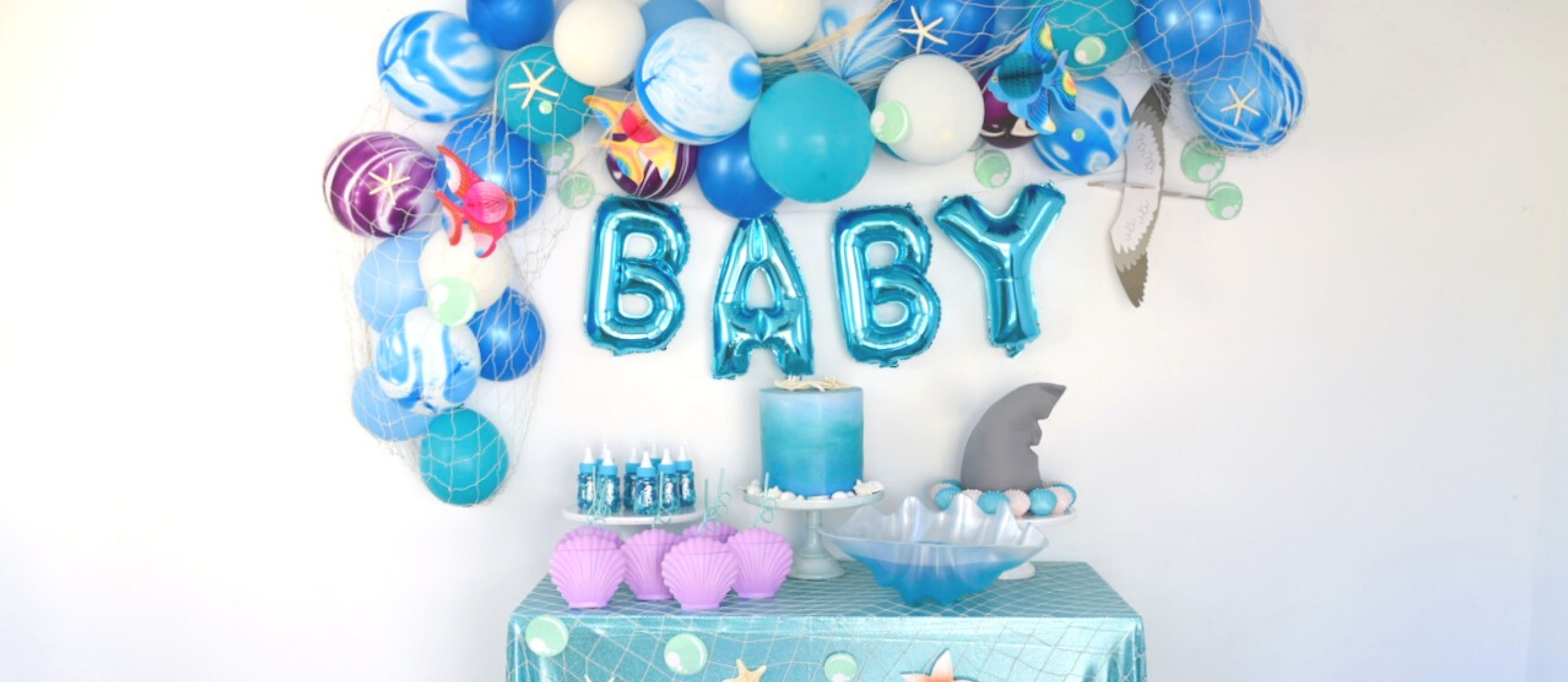 Fishing Baby Shower Decorations for Boy Blue Fishing Baby Shower