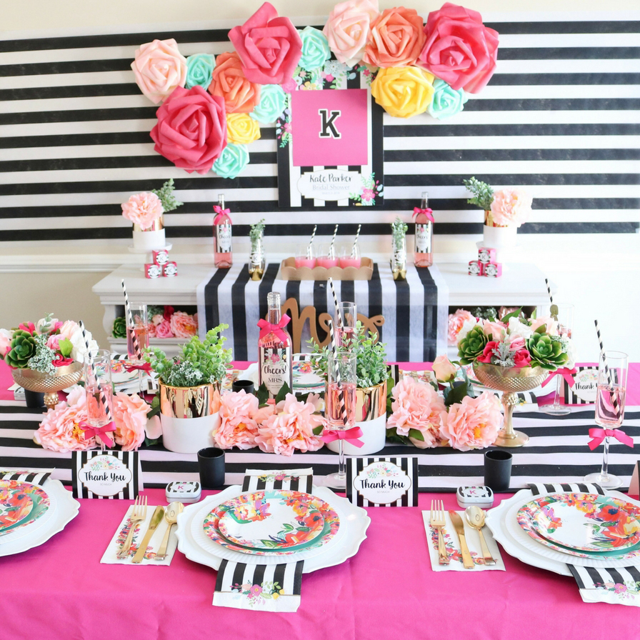 Black And White Striped Floral Bridal Shower Fun365