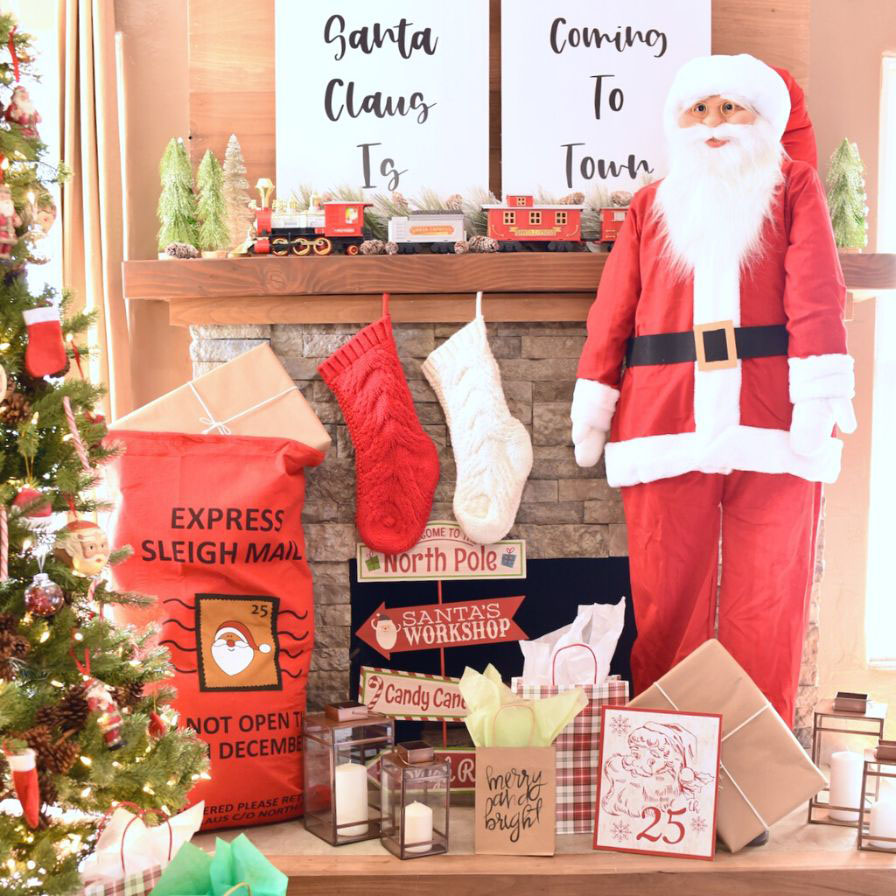 Santa Claus is Coming Christmas Mantel