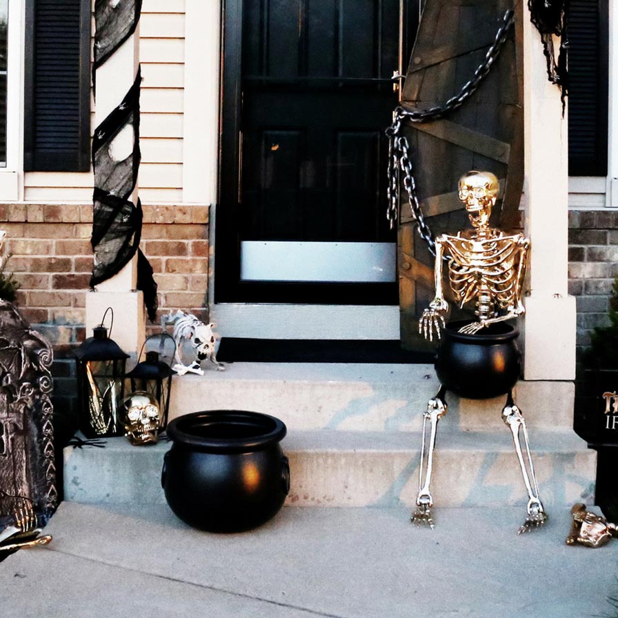 Gold & Black Halloween Front Porch