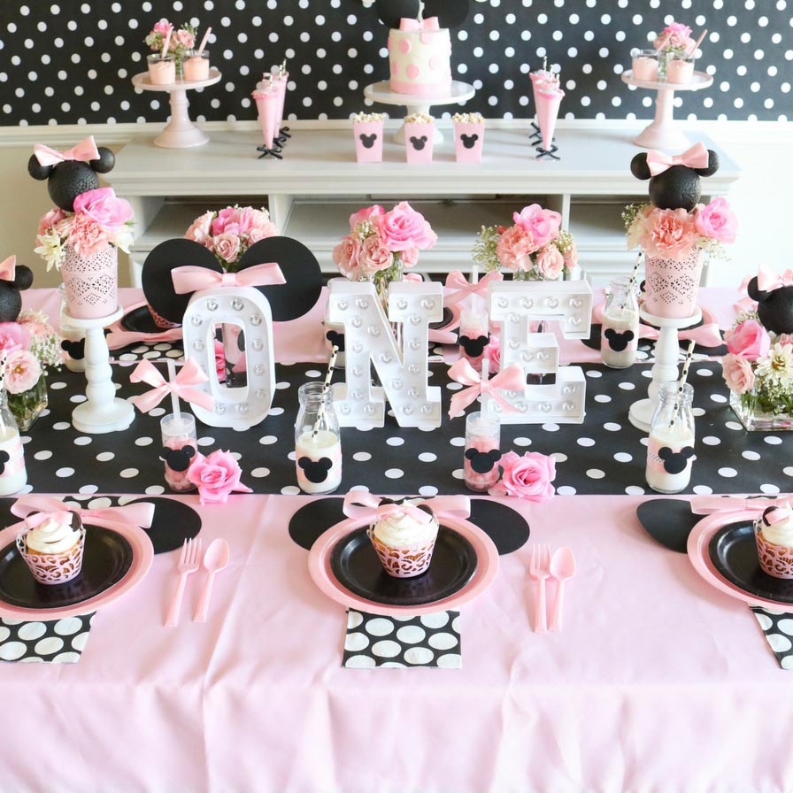 ~ Birthday Party Supplies Cake 4pc MINNIE MOUSE Fun to Be One MINI CANDLE SET 