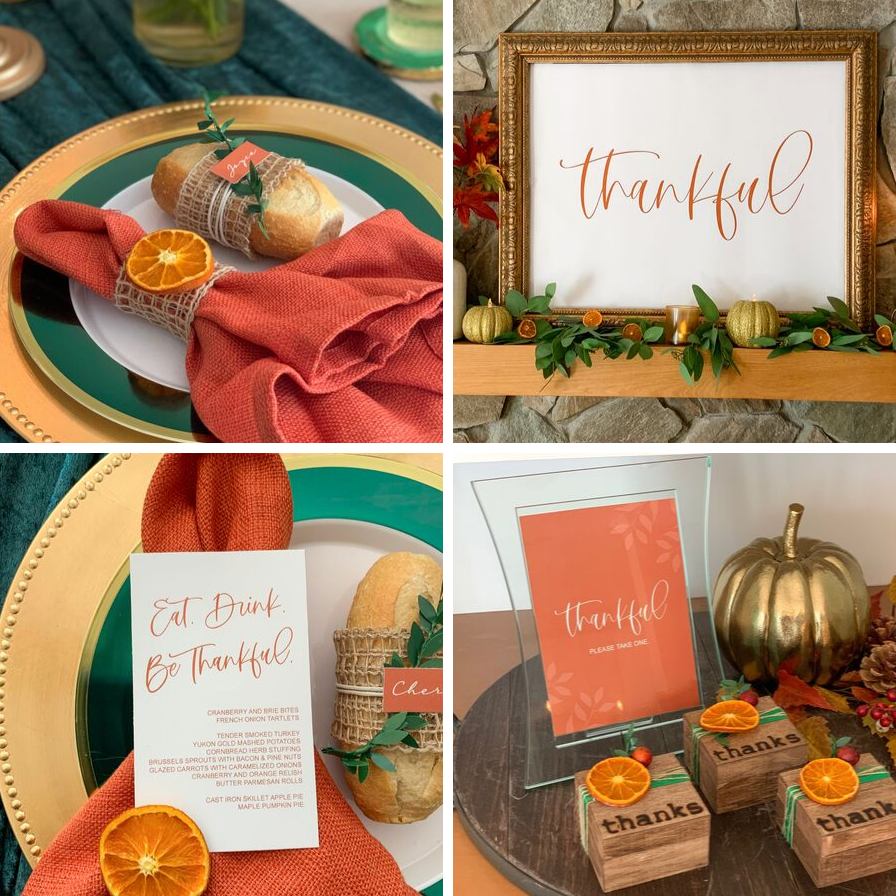 Emerald & Orange Thanksgiving Printables