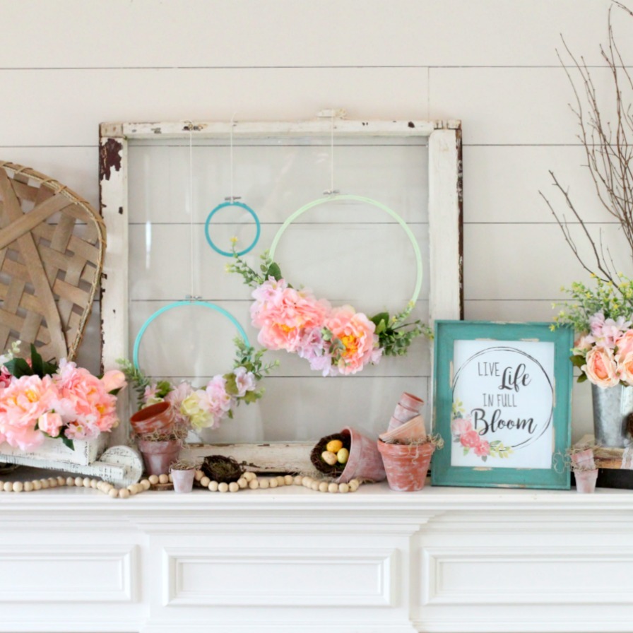 Live Life in Full Bloom Spring & Easter Mantel