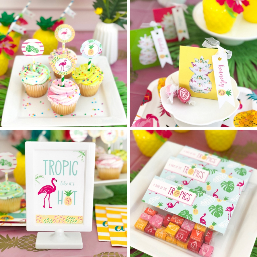 Tropical Flamingo Pineapple Party Printables