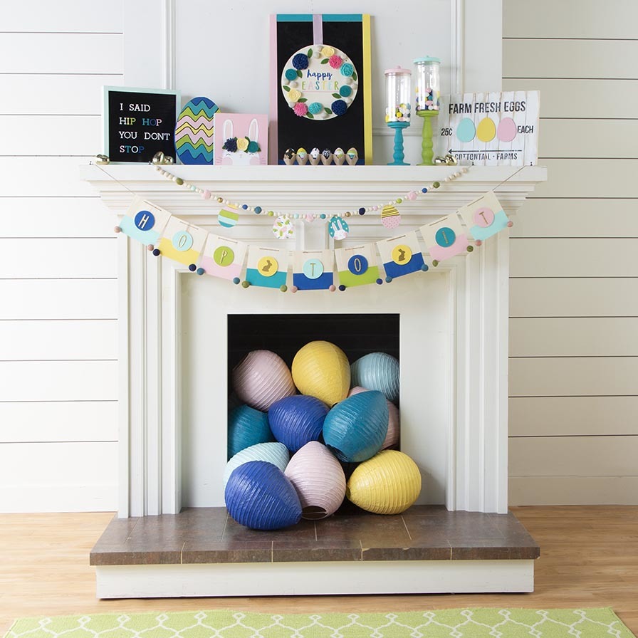 Whimsical Easter Mantel
