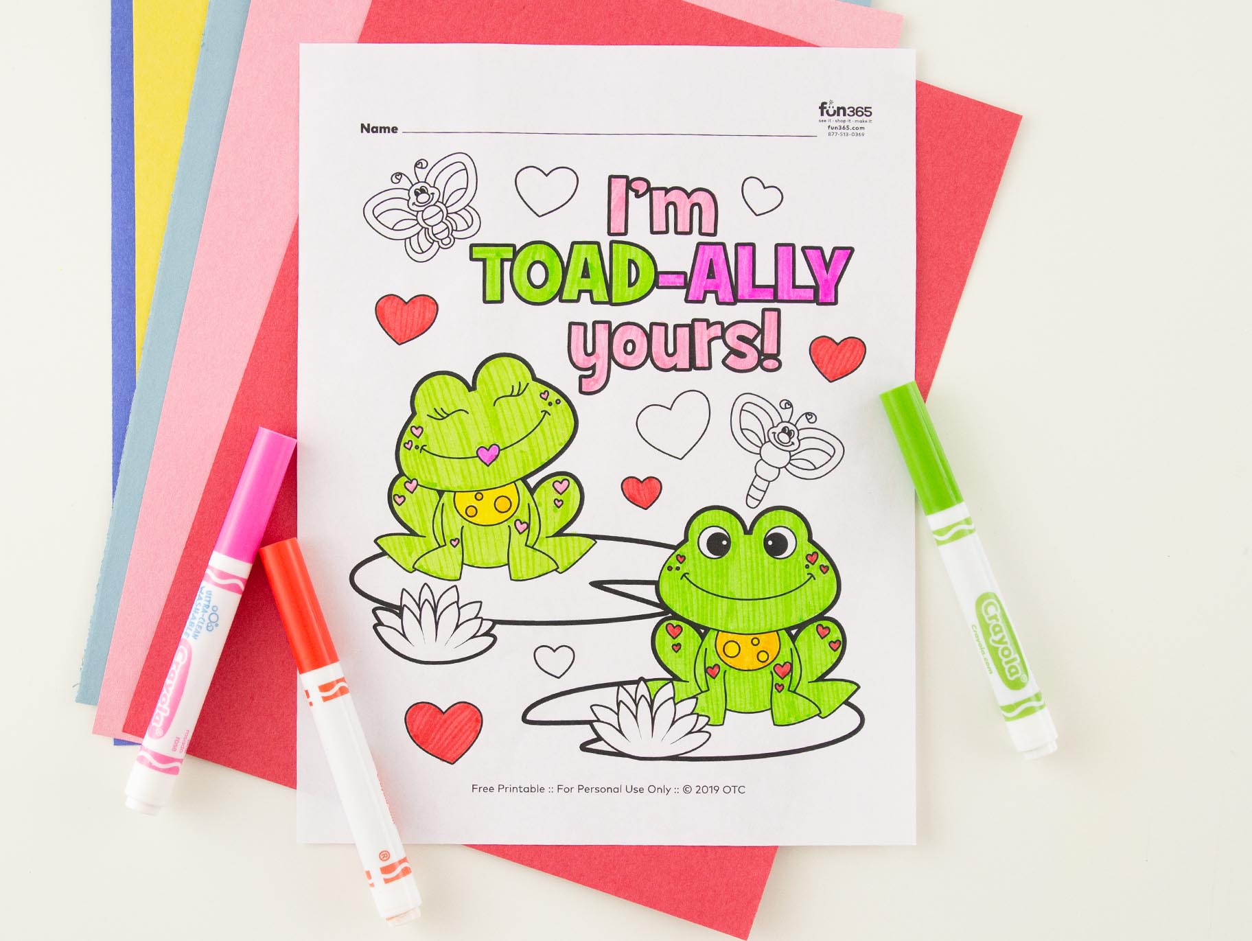 Toad Ally Valentine Frog Coloring Page Free Printable Fun365