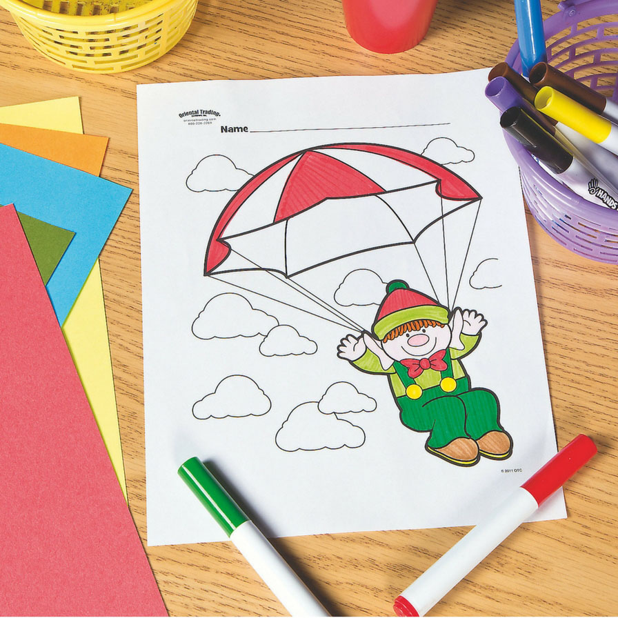 Parachute Elf Free Printable Coloring Page