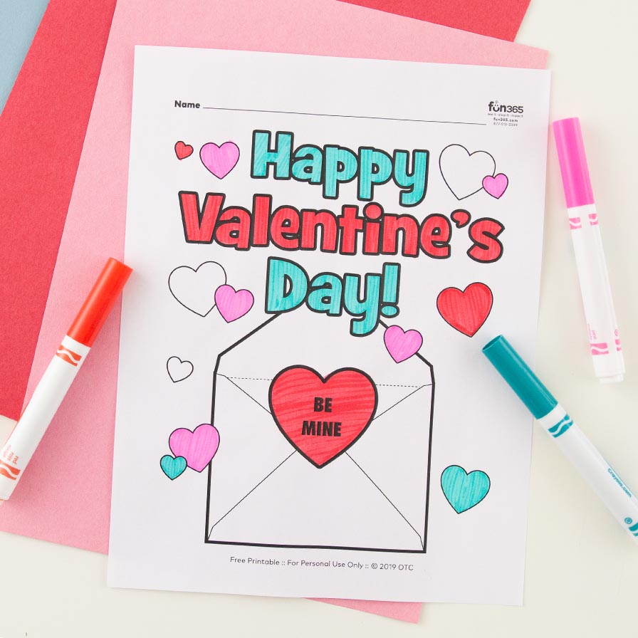 Happy Valentine’s Day Coloring Page Free Printable 