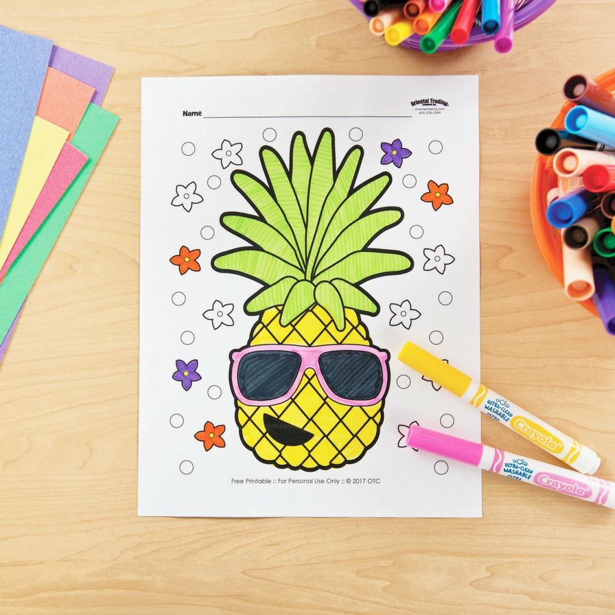 Pineapple Free Printable Coloring Page | Fun365