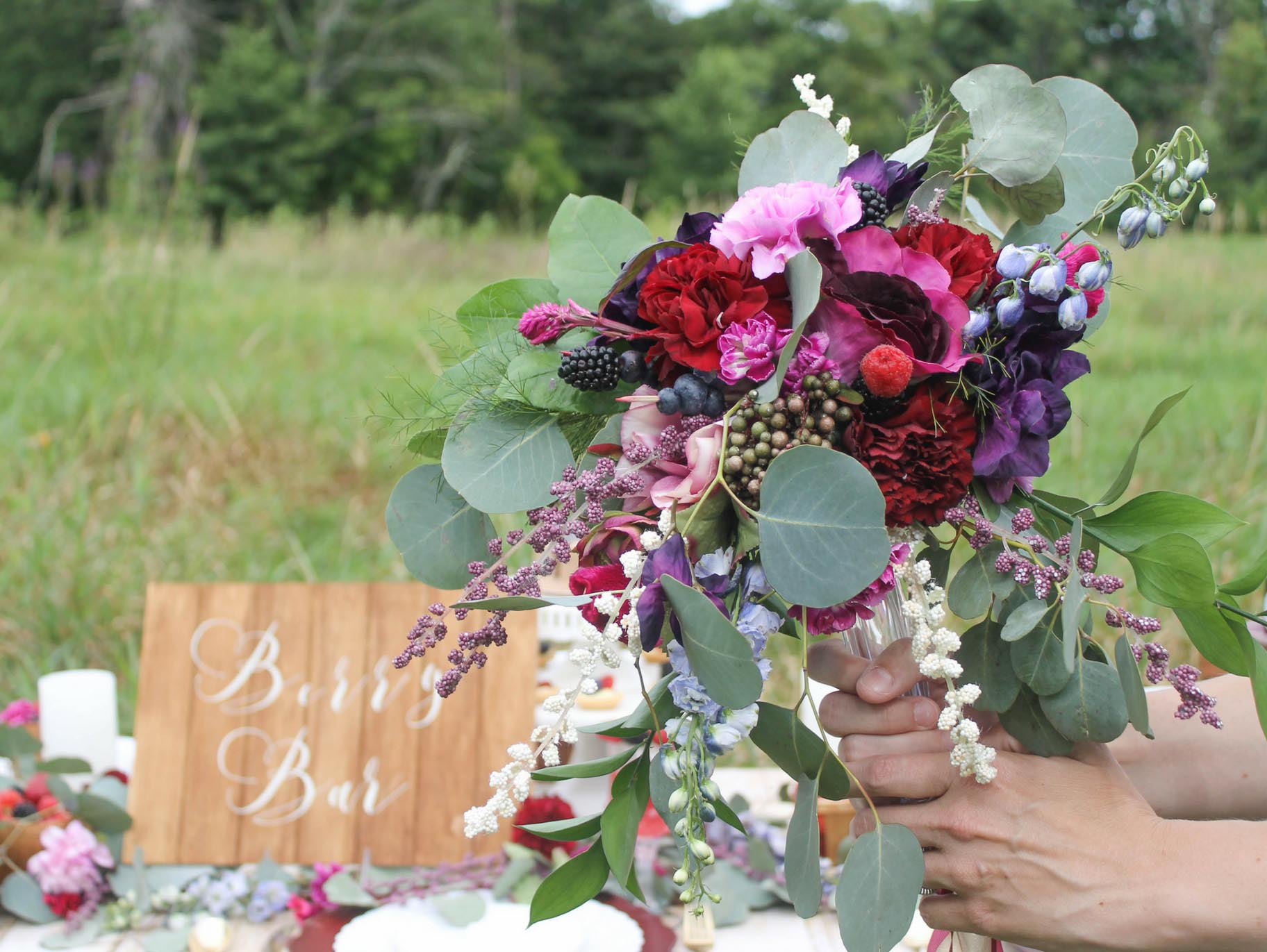 DIY Berry Bridal Bouquet