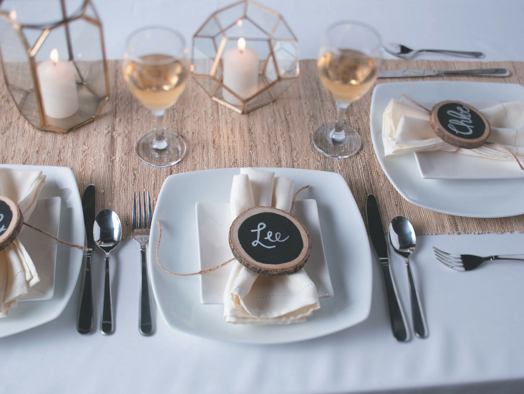 DIY Hand-Lettered Wooden Place Cards