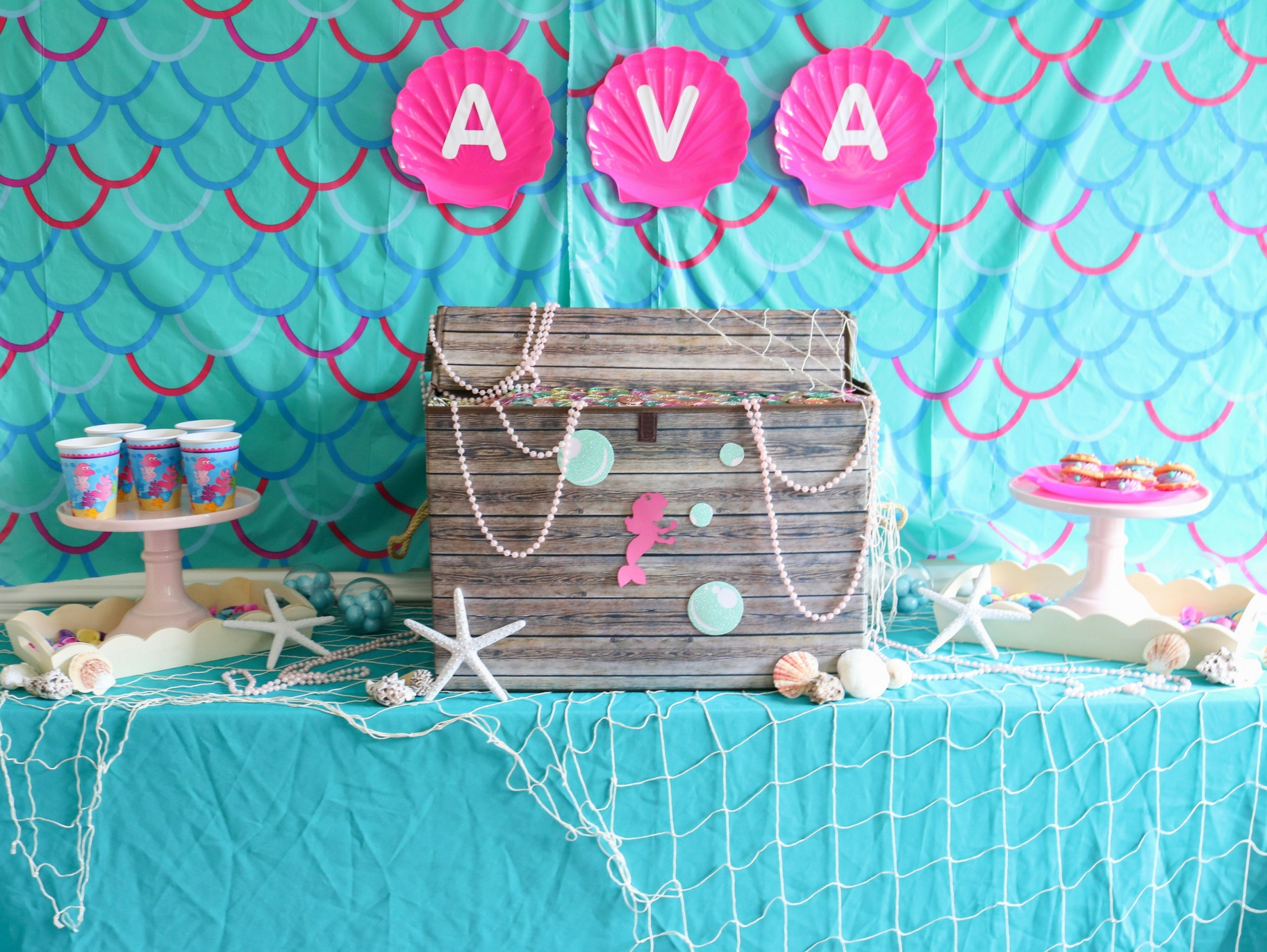 DIY Mermaid Party Backdrop and Dessert Display